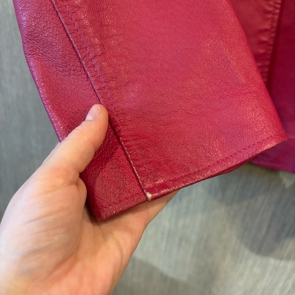 Hot Pink Genuine Leather Jacket by MetroStyle, Great Condition, Women’s Size 12T - Picture 4 of 6